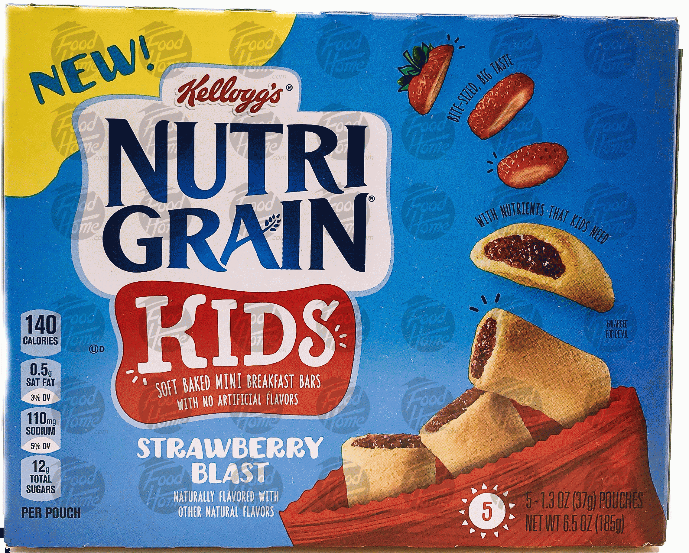 Kellogg's NutriGrain Kids soft baked mini breakfast bars, strawberry blast, 5 pk., box Full-Size Picture